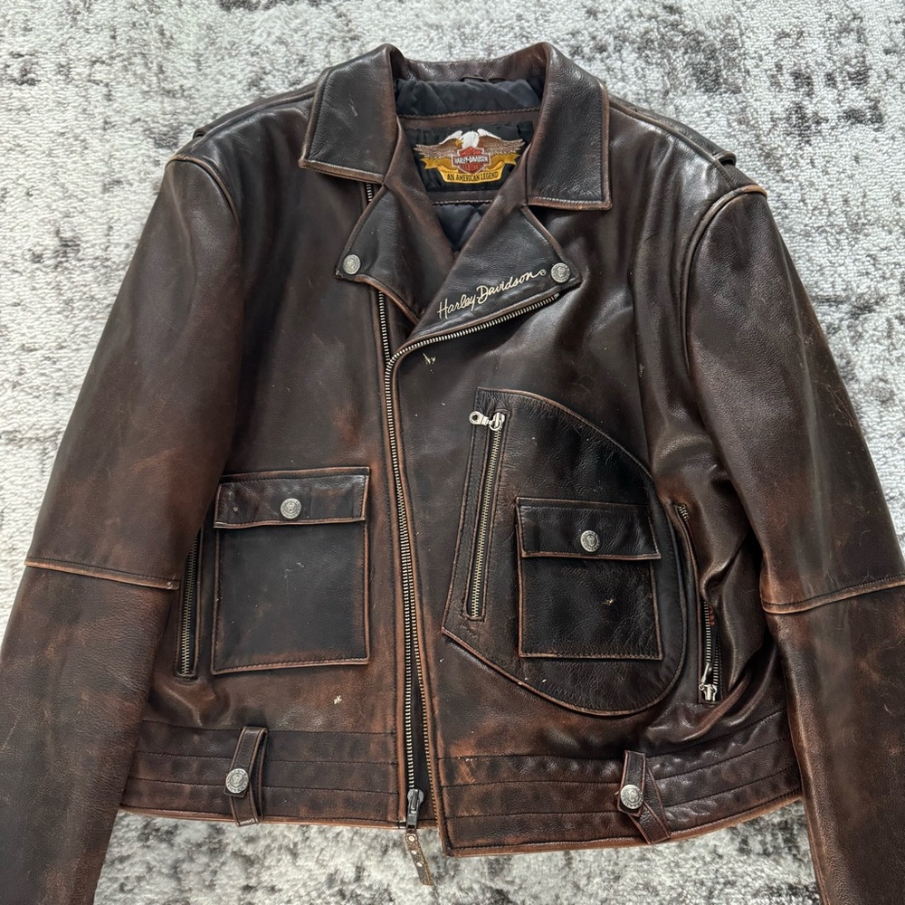 RARE Harley-Davidson Men's Dark Brown Leather Jacket